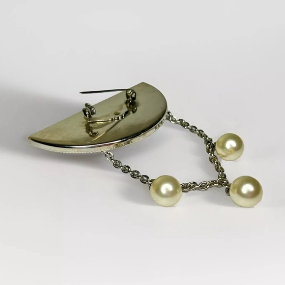 Vintage Marena Handarbeit Art Deco Iridescent Dangle Pearls Pin Brooch Germany - Picture 6 of 6